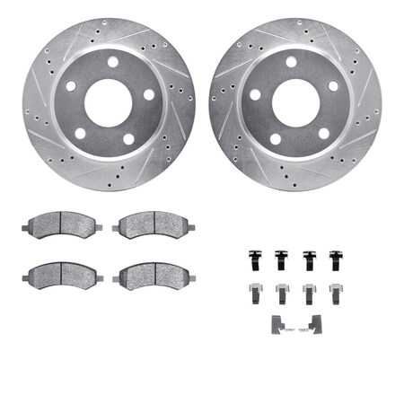 7412-40018, Rotors-Drilled And Slotted-Silver W/Ultimate Duty Brake Pads Incl. Hardware, Zinc Coated